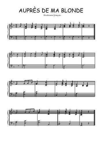 Téléchargez l'arrangement pour piano de la partition de Auprès de ma blonde en PDF
